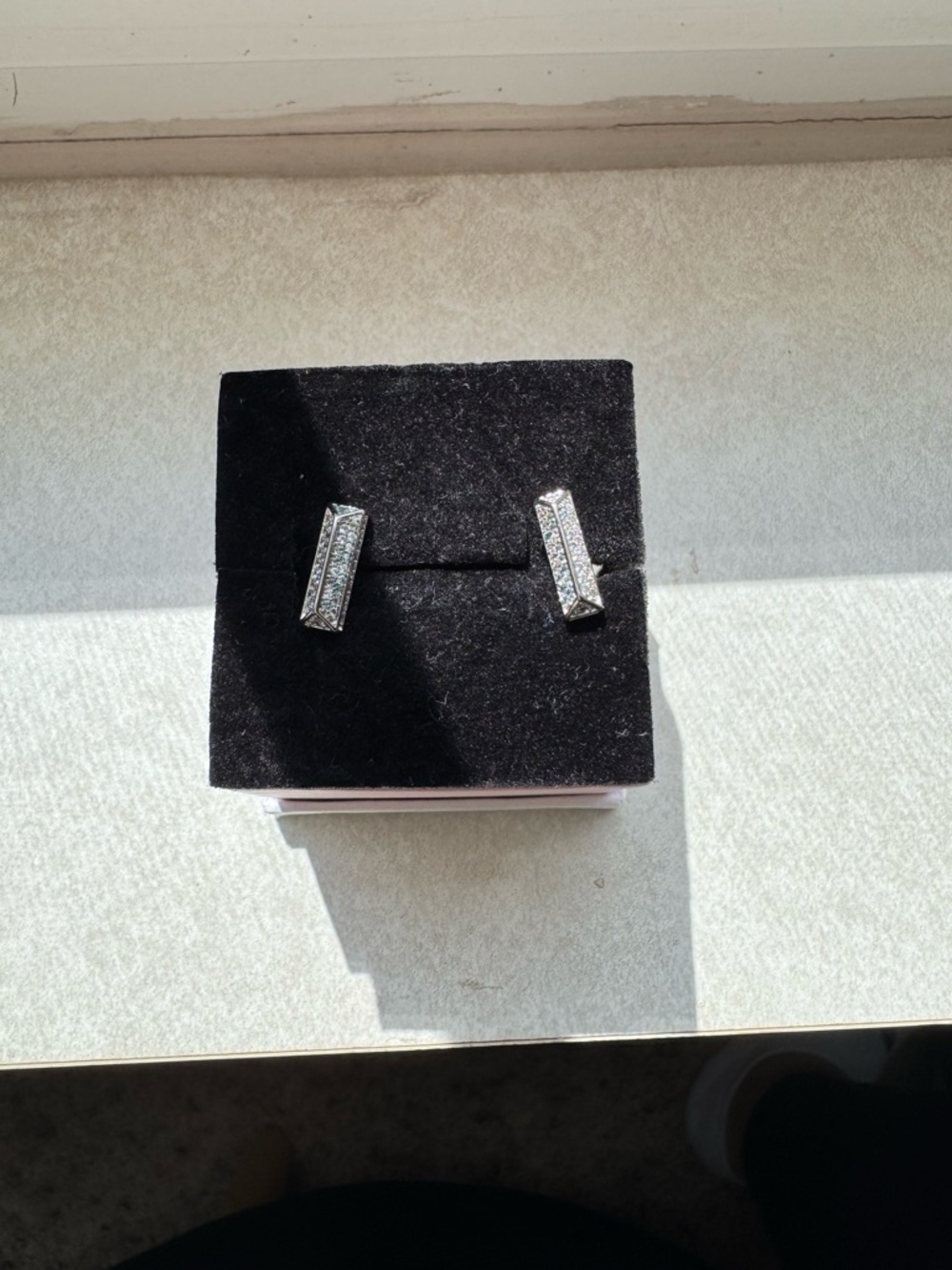 Henry Bendel Silver Pavé Bar Stud Earrings
